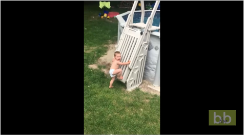 Un Bebe Escalade Une Echelle Securisee D Une Piscine Sur Buzz Insolite Et Culture