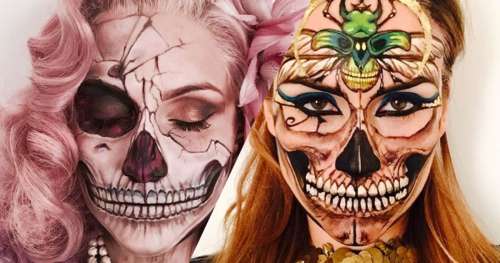 Ces maquillages colorés de têtes de mort vont vous bluffer