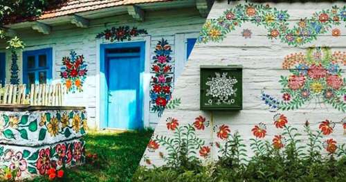 Pour égayer leur village, les habitants de Zalipie peignent des fleurs sur toutes leurs maisons