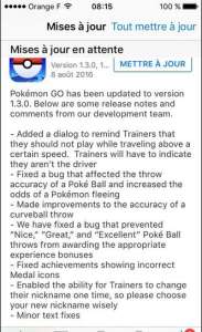 Une nouvelle mise à jour Pokémon Go !