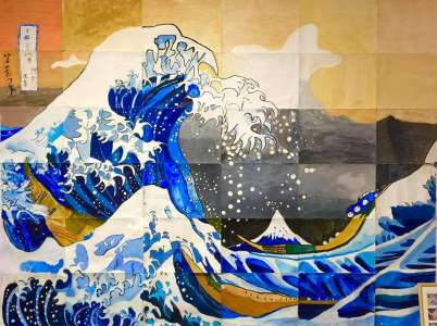Kodomo-kai : 32 élèves de primaire reproduisent le célèbre tableau de Hokusai