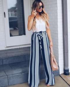 How to wear the striped wide pants this summer
