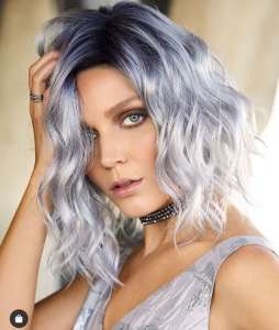 Platinum blonde tones and icy blue silver hair styles