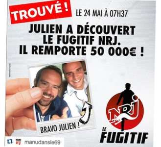 Le Fugitif NRJ a été trouvé, Julien remporte 50.000 euros