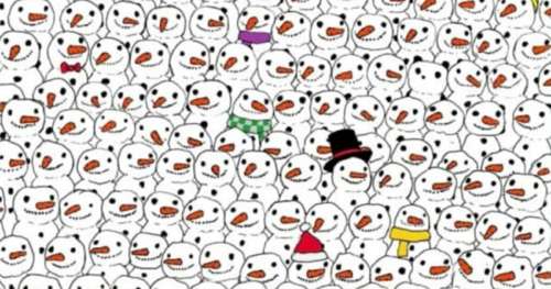 Personne dans ma famille n’a pu résoudre ceci : Pouvez-vous repérer le panda parmi les bonhommes de neige ?
