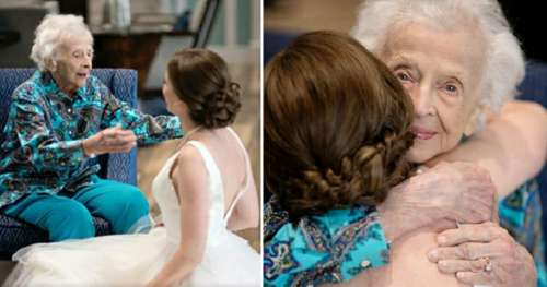 Une grand-mère de 102 ans ne peut pas se rendre au mariage et la mariée revêt sa robe et lui fait la surprise