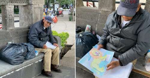 Un grand-père vendait ses dessins dans la rue pour survivre – voilà qu’il a  tenu sa première exposition et son talent sera reconnu