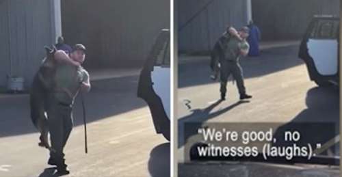 Une vidéo troublante montre un officier balançant son chien par-dessus son épaule et le heurtant contre la portière d’une voiture