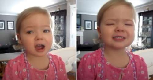 Une mignonne petite fille de 2 ans essaie de chanter une chanson célèbre – observez-la, elle arrive au refrain et étonne tout le monde