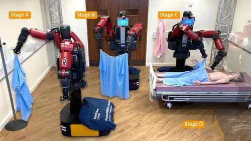 Une infirmière robotisée peut habiller un mannequin en blouse d’hôpital