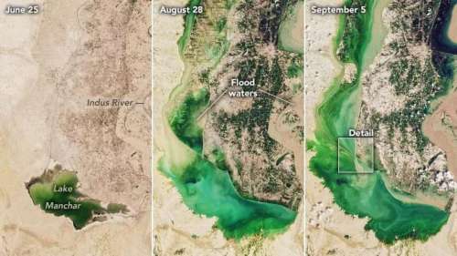 Le plus grand lac du Pakistan déborde dangereusement selon de nouvelles images satellite