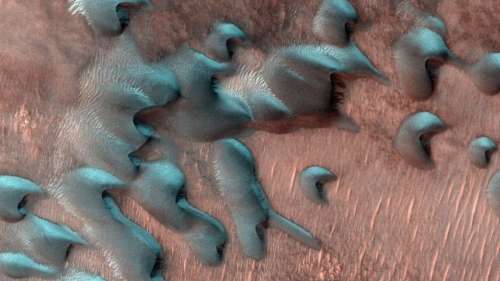 Des dunes de sable recouvertes de givre sur Mars