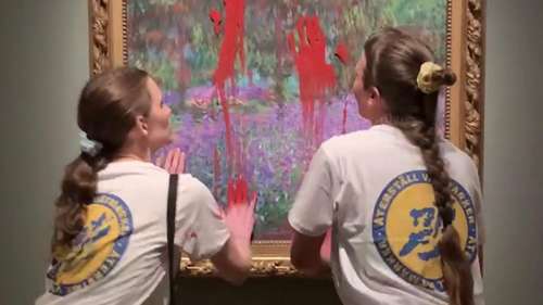 Des militantes écologistes badigeonnent de peinture un Monet à Stockholm
