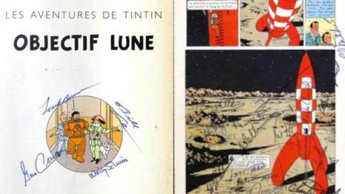 Un album de Tintin signé par l’équipage d’Apollo 11 aux enchères