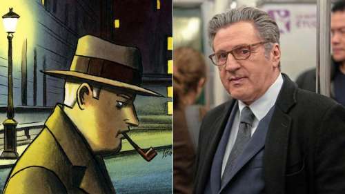 Daniel Auteuil endosse le pardessus de Maigret sous l'œil de Patrice Leconte