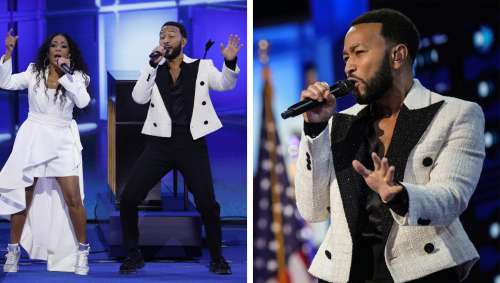 John Legend devient “fou” dans une robe Balmain avec Sheila E à la DNC 2024