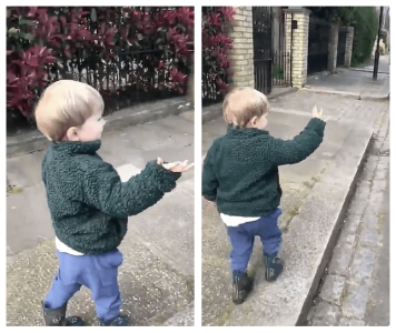 Confinement : Ce petit garçon salue des gens imaginaires lors de ses promenades