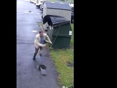 VIDEO. Un directeur d'école ouvre une poubelle et se retrouve nez à nez avec un ours