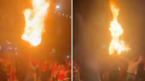 Les fans de l’UGA inondent les rues d’Athènes pour célébrer le titre national et jouent avec le feu sur la route