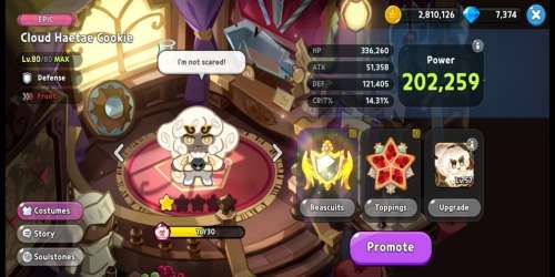 Cookie Run : Kingdom : guide des Toppings et Beascuits pour Cloud Haetae Cookie