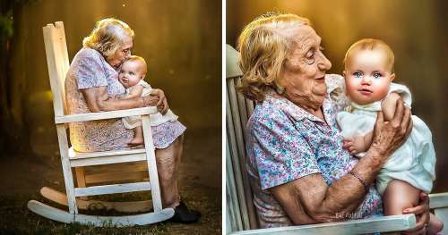 Découvre comment ce photographe prouve qu’il n’y a pas d’endroit plus confortable que les genoux de Grand-mère