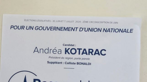 La Région Auvergne-Rhône-Alpes poursuit Andréa Kotarac (RN) pour usurpation de titre sur ses bulletins de vote