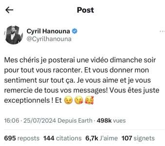 Censure de C8 par l’Arcom : Cyril Hanouna s’exprimera dimanche soir dans une vidéo