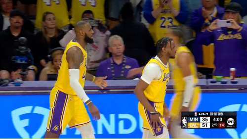 Historique, les images de LeBron James et son fils Bronny ensemble pendant la victoire des Lakers face aux Wolves (110-103)