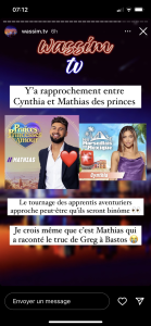 Cynthia finalement pas en rapprochement avec Bastos mais avec un candidat des Princes 5 ? On en sait plus