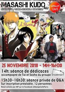 Masashi Kudô (Chara designer de l’anime Bleach), détails de sa séance dédicace au Manga Café de Paris