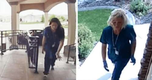 Deux femmes se déguisent en infirmières pour voler des paquets sous les porches – la police a besoin d’aide pour les retrouver