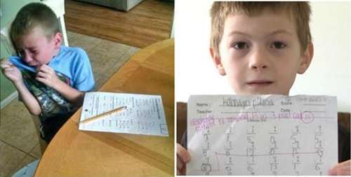 Une enseignante note  » totalement pathétique  » sur le devoir de mathématiques d’un enfant de 7 ans