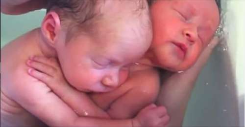 Des jumeaux nouveau-nés ne cessent de se câliner comme dans le ventre de leur mère