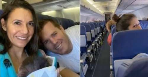 Nerveux, un couple monte à bord d’un avion avec un nouveau-né adopté lorsque l’hôtesse de l’air fait une annonce surprise