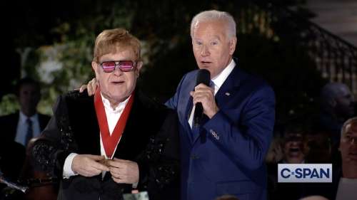 President Biden Surprises Elton John with National Humanities Medal at White House Concert