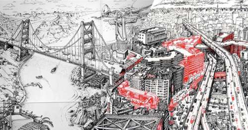 Thomas reproduit les grandes villes du monde dans de gigantesques dessins au réalisme bluffant