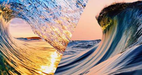 Quand les couleurs du ciel se reflètent sur les vagues : une série de photographies resplendissante