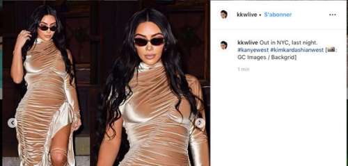 Kim Kardashian canon en robe dorée en velours ultra moulante