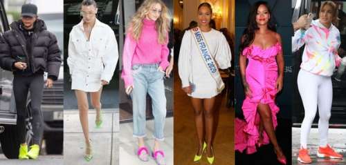 Clémence Botino, Bella Hadid, Rihanna... Les chaussures fluo sont partout !