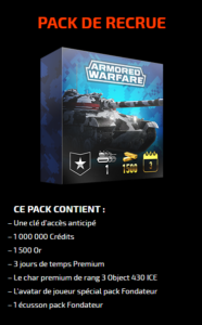 Armored Warfare – 5 Packs « Recrue » (PS4)