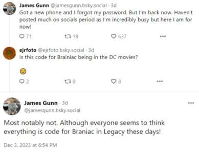 Le réalisateur de Legacy, James Gunn, brise le silence sur les spéculations de Brainiac