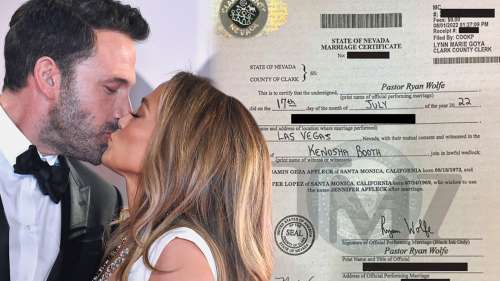 Certificat de mariage de Ben Affleck et Jennifer Lopez du mariage de Las Vegas
