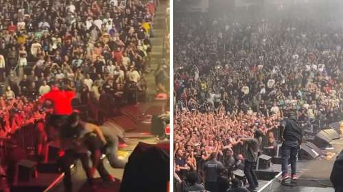 Tom Morello de Rage Against The Machine abordé lors d’un concert à Toronto