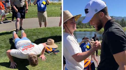 Un fan de Steph Curry fait 30 pompes pour un autographe pendant un tournoi de golf