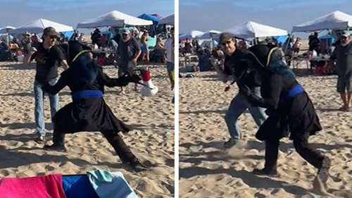 Un homme attaqué par Furry à Huntington Beach Meetup, Wild Video Shows