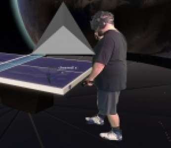 Un joueur de ping-pong en réalité virtuelle oublie un truc important