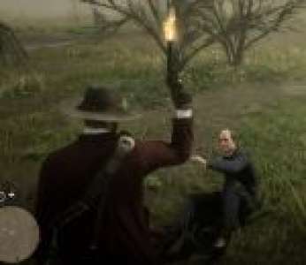 Un joueur tire en l'air dans le jeu vidéo « Red Dead Redemption 2 »