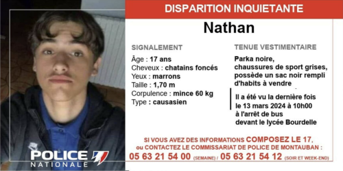 Disparition de Nathan, 17 ans, à Montauban : cette thèse privilégiée par les enquêteurs
