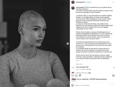 Eloïse Appelle atteinte d'un cancer : 