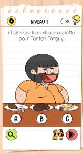 solution Brain Test 4 niveau 1 – choisissez la meilleure assiette pour tonton tanguy